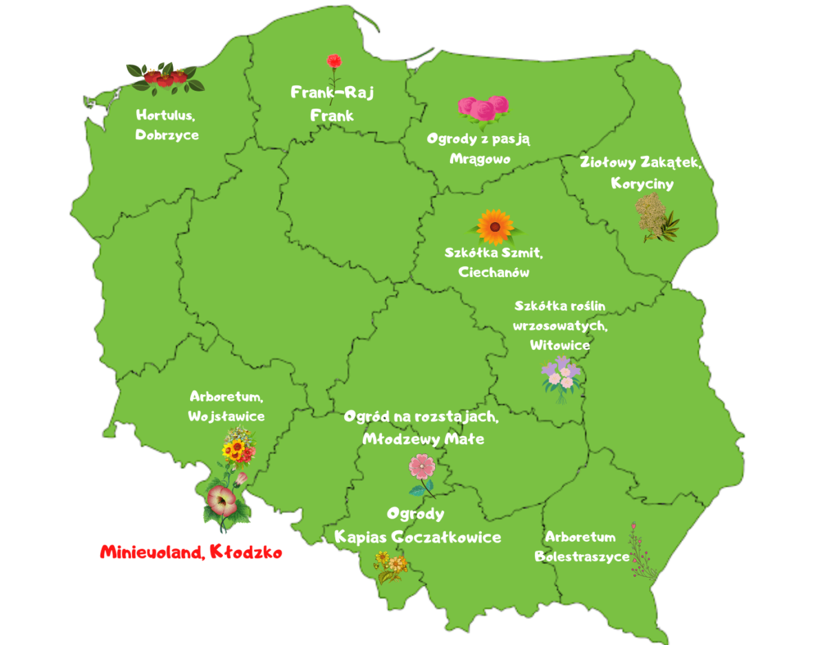 Mapa najpiękniejszych ogrodów Polski